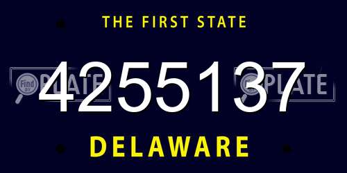 4255137 Delaware License Plate