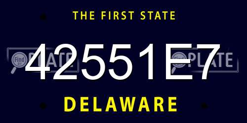 42551E7 Delaware License Plate