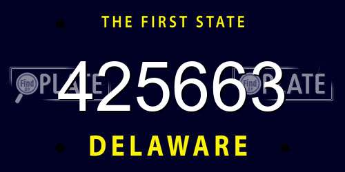 425663 Delaware License Plate
