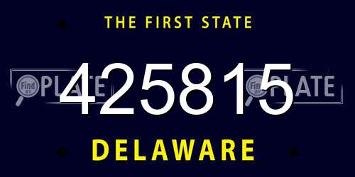 425815 Delaware License Plate