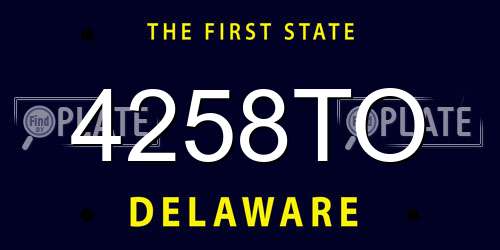 4258TO Delaware License Plate