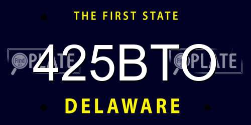 425BTO Delaware License Plate