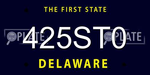 425ST0 Delaware License Plate