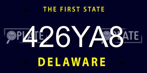 426YA8 Delaware License Plate