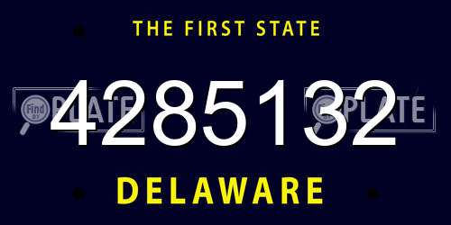 4285132 Delaware License Plate