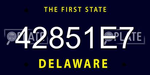 42851E7 Delaware License Plate