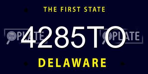 4285TO Delaware License Plate