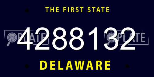 4288132 Delaware License Plate