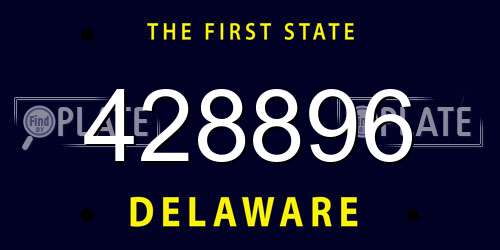 428896 Delaware License Plate