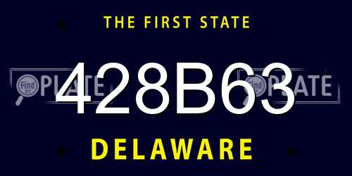 428B63 Delaware License Plate