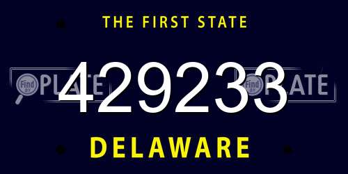 429233 Delaware License Plate