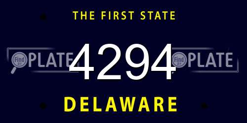 4294 Delaware License Plate