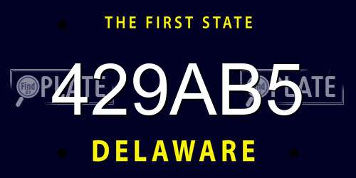 429AB5 Delaware License Plate