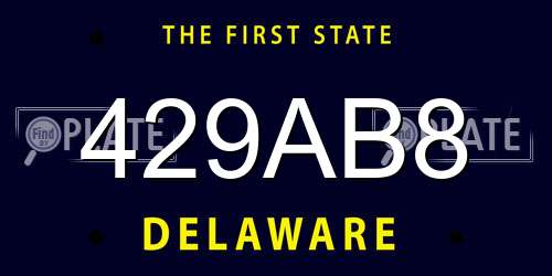 429AB8 Delaware License Plate