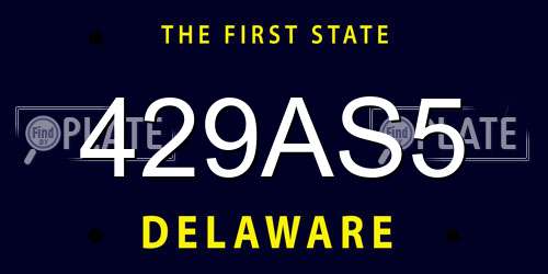 429AS5 Delaware License Plate