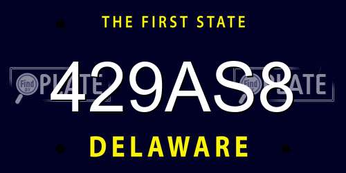 429AS8 Delaware License Plate