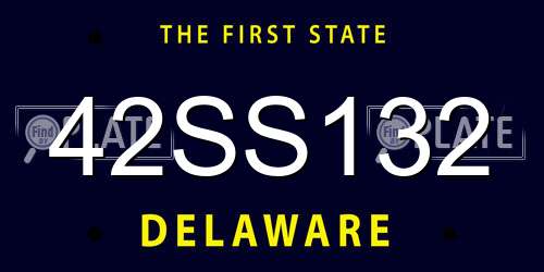 42SS132 Delaware License Plate