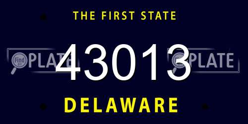 43013 Delaware License Plate