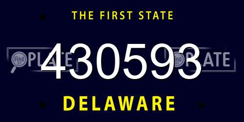 430593 Delaware License Plate