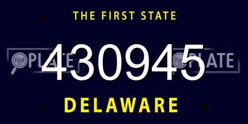 430945 Delaware License Plate