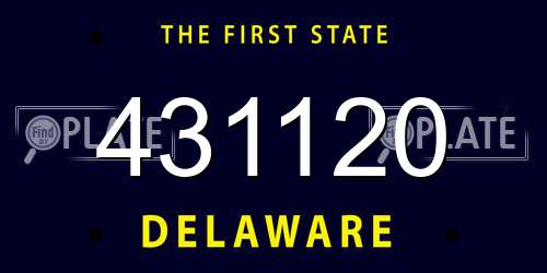 431120 Delaware License Plate