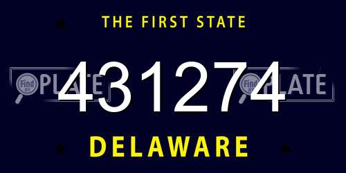 431274 Delaware License Plate