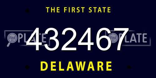 432467 Delaware License Plate