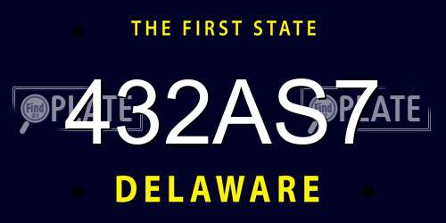 432AS7 Delaware License Plate