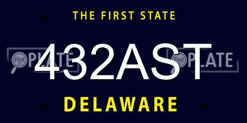 432AST Delaware License Plate