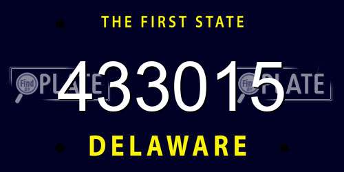 433015 Delaware License Plate