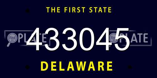433045 Delaware License Plate