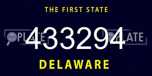 433294 Delaware License Plate