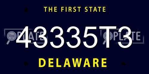43335T3 Delaware License Plate