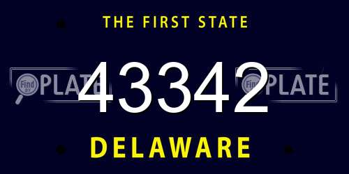 43342 Delaware License Plate