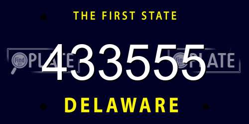 433555 Delaware License Plate