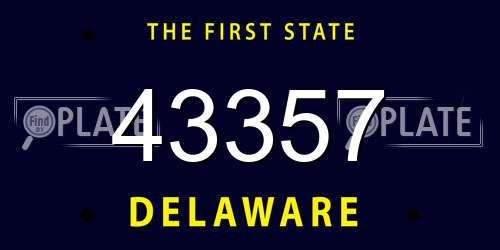 43357 Delaware License Plate