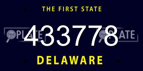 433778 Delaware License Plate