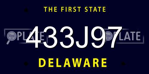 433J97 Delaware License Plate