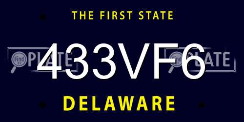 433VF6 Delaware License Plate