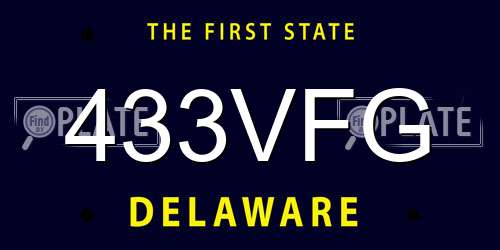 433VFG Delaware License Plate