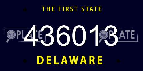 436013 Delaware License Plate