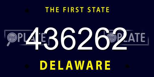 436262 Delaware License Plate