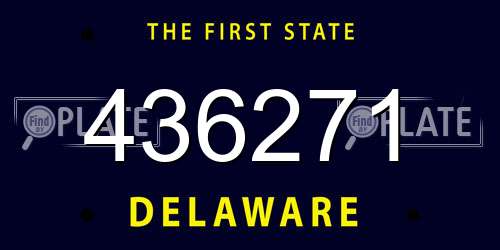 436271 Delaware License Plate