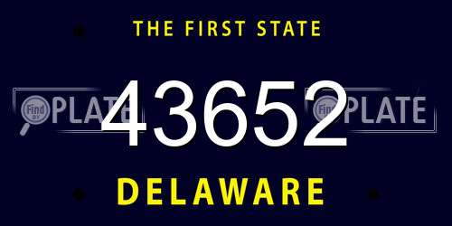 43652 Delaware License Plate