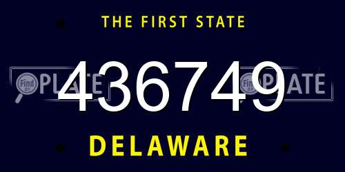436749 Delaware License Plate
