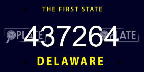 437264 Delaware License Plate