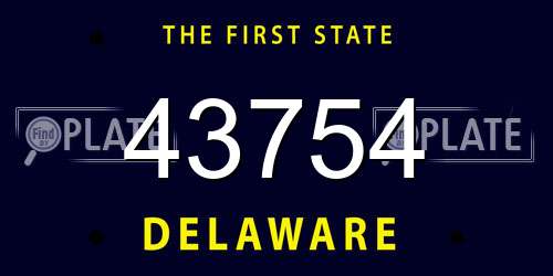 43754 Delaware License Plate
