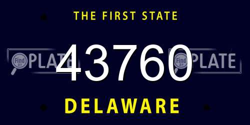 43760 Delaware License Plate