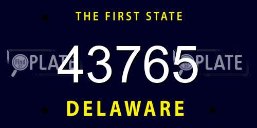 43765 Delaware License Plate