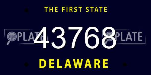 43768 Delaware License Plate